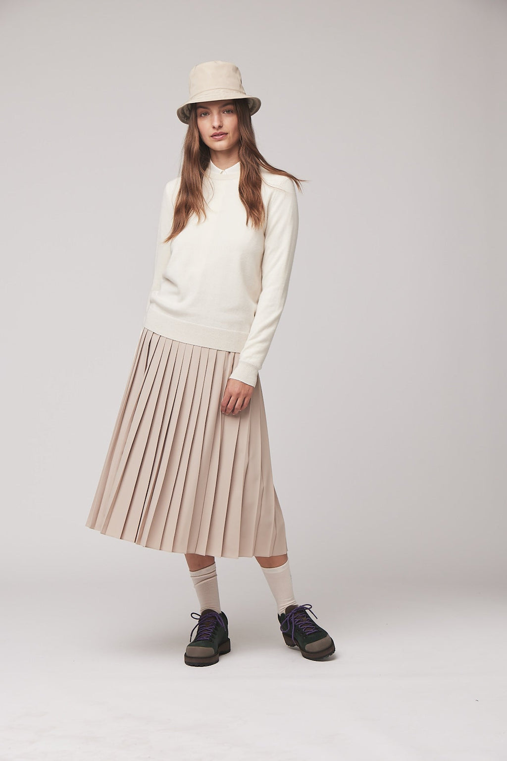 Tech Slk Pleated Midi Skirt