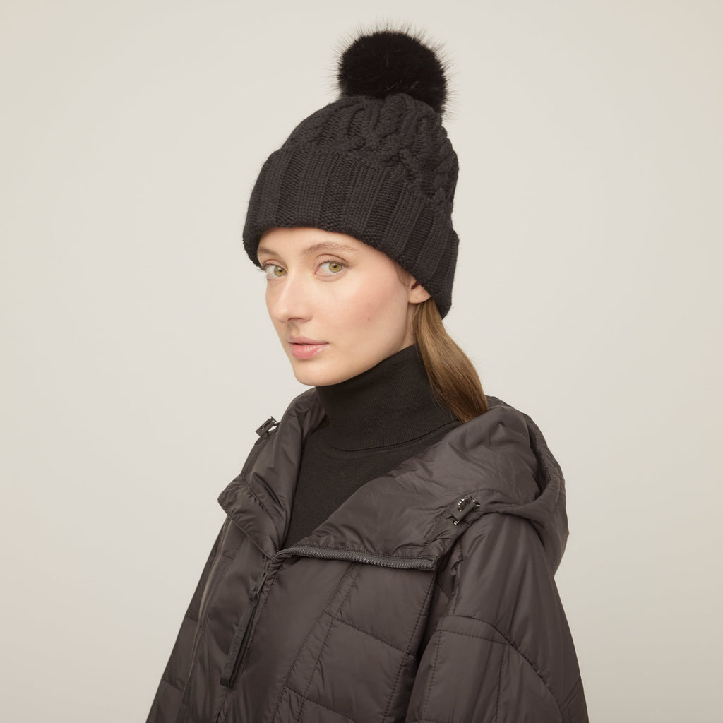 Pom Pom Cable Beanie
