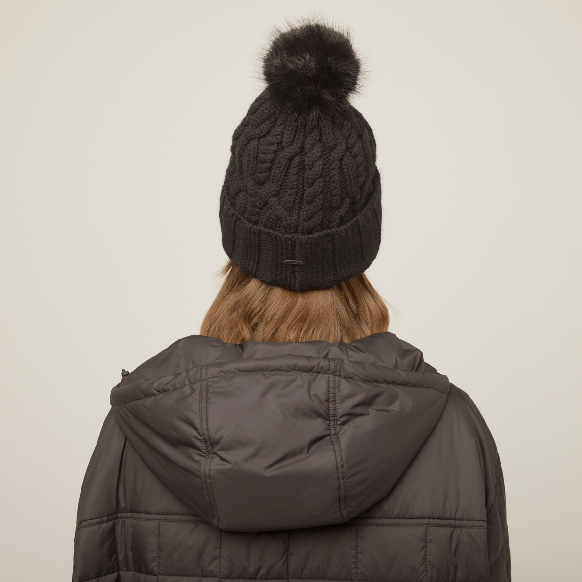Pom Pom Cable Beanie