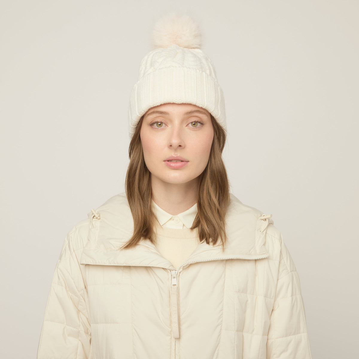 Pom Pom Cable Beanie