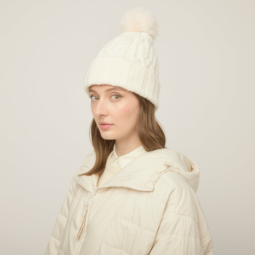 Pom Pom Cable Beanie
