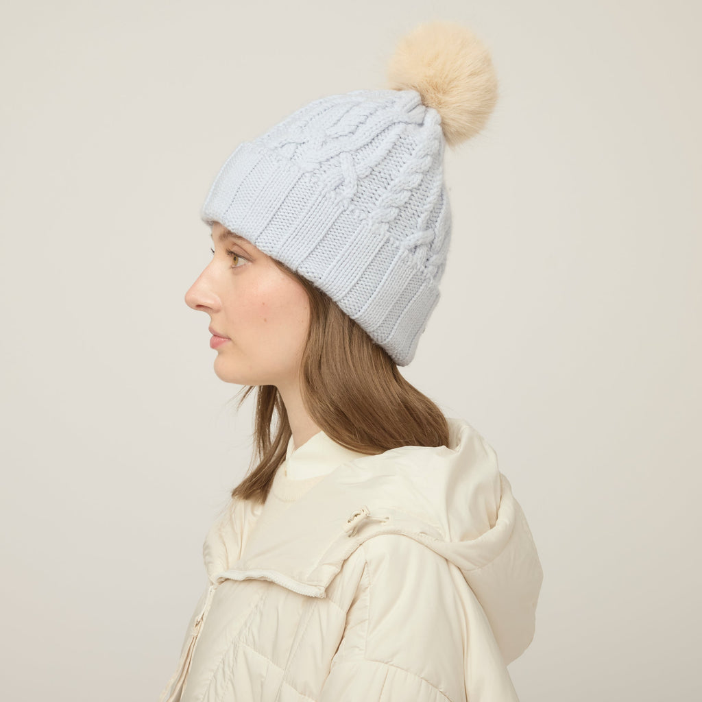 Pom Pom Cable Beanie