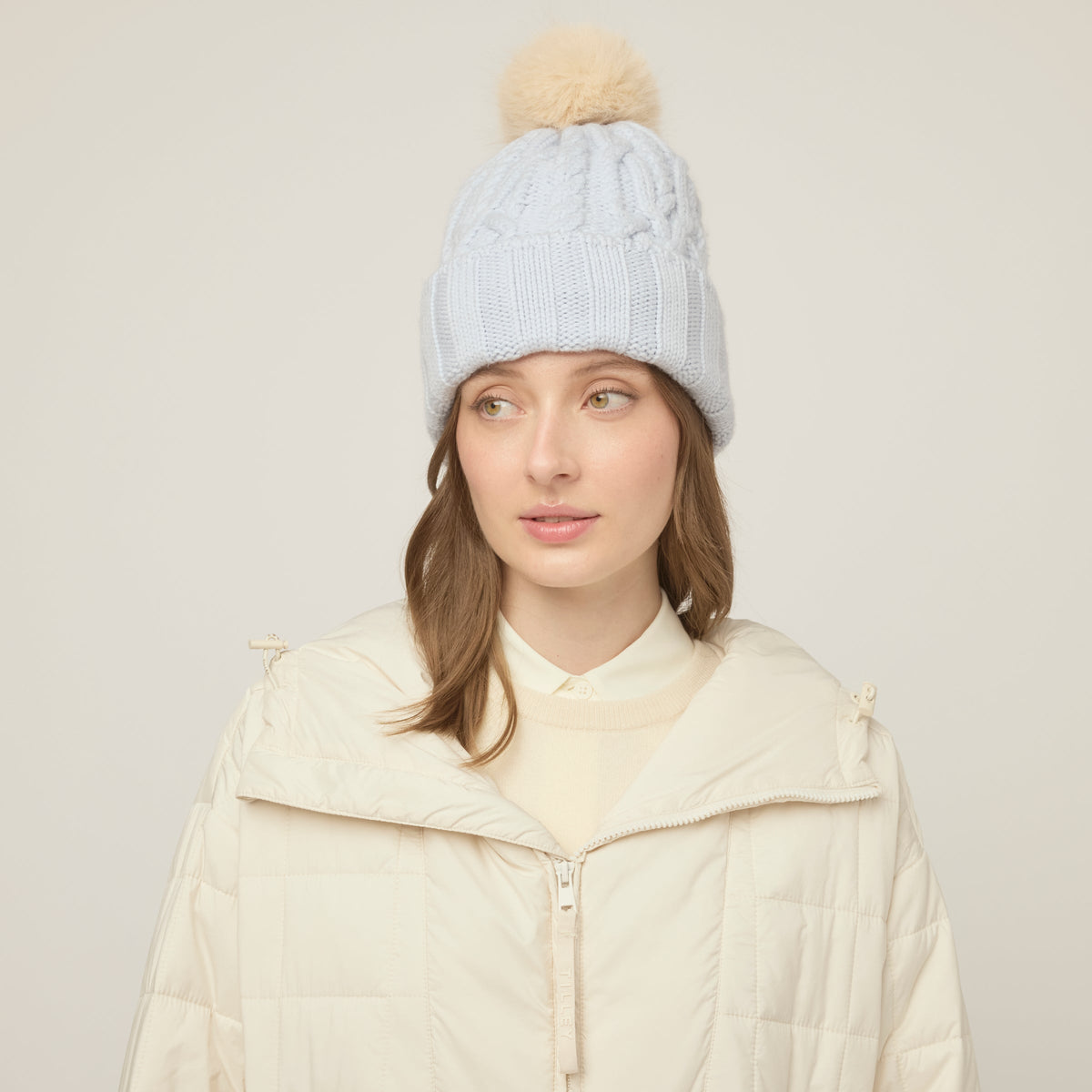 Pom Pom Cable Beanie