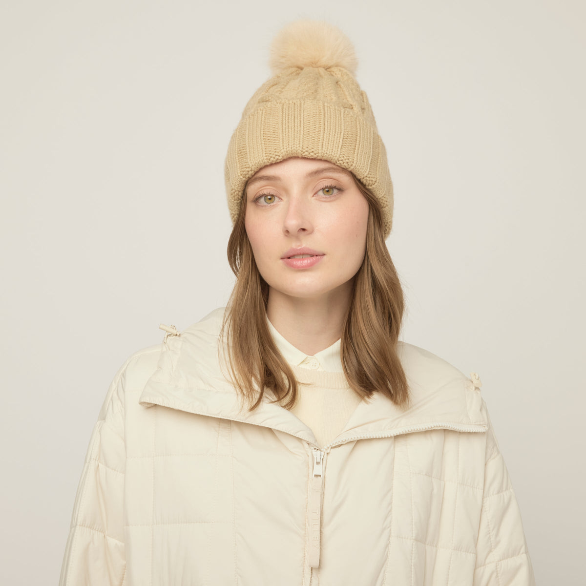 Pom Pom Cable Beanie