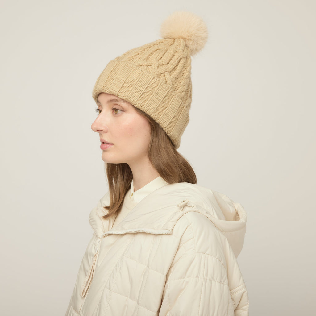 Pom Pom Cable Beanie