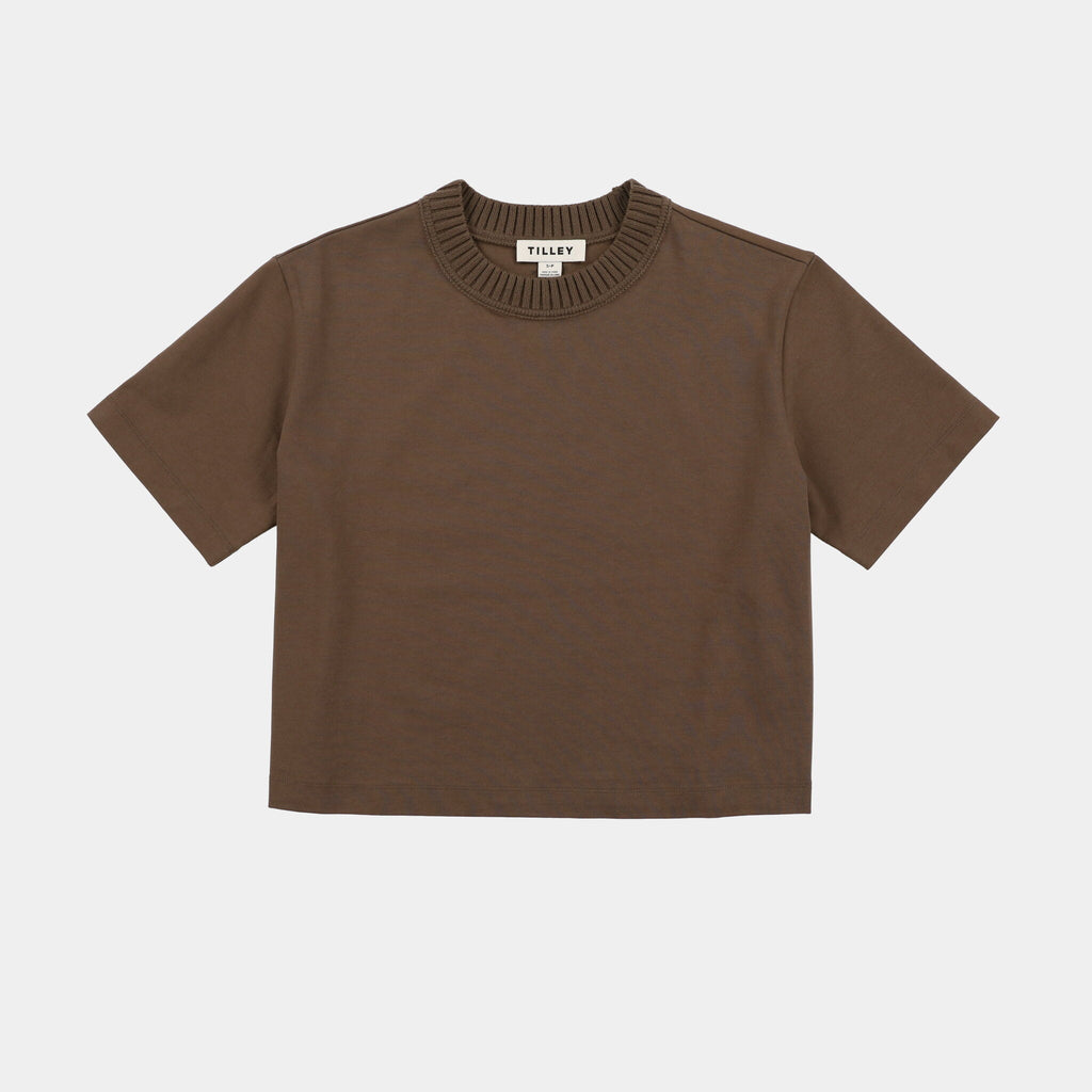 Rib Neckline Cropped Tee