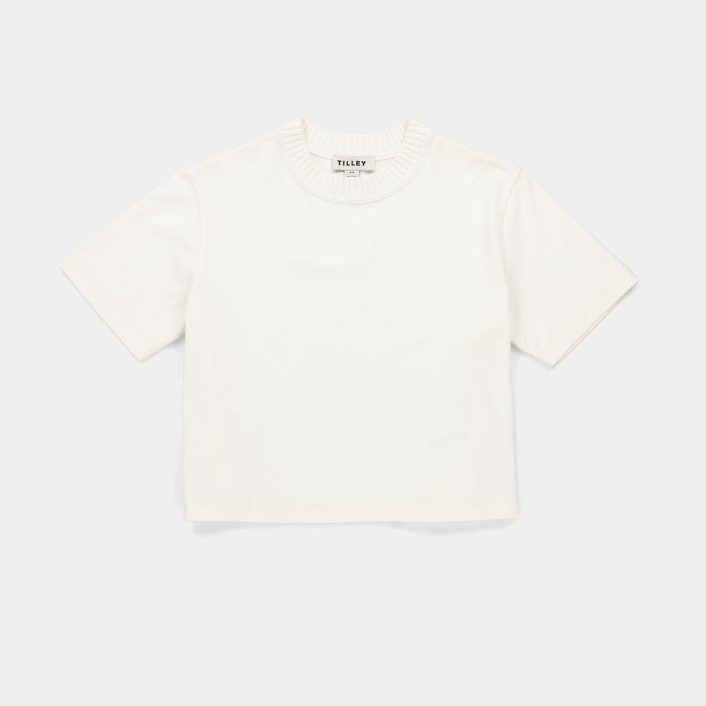 Rib Neckline Cropped Tee