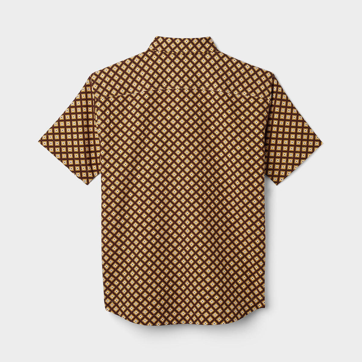 Short Sleeve Brown Geo Print