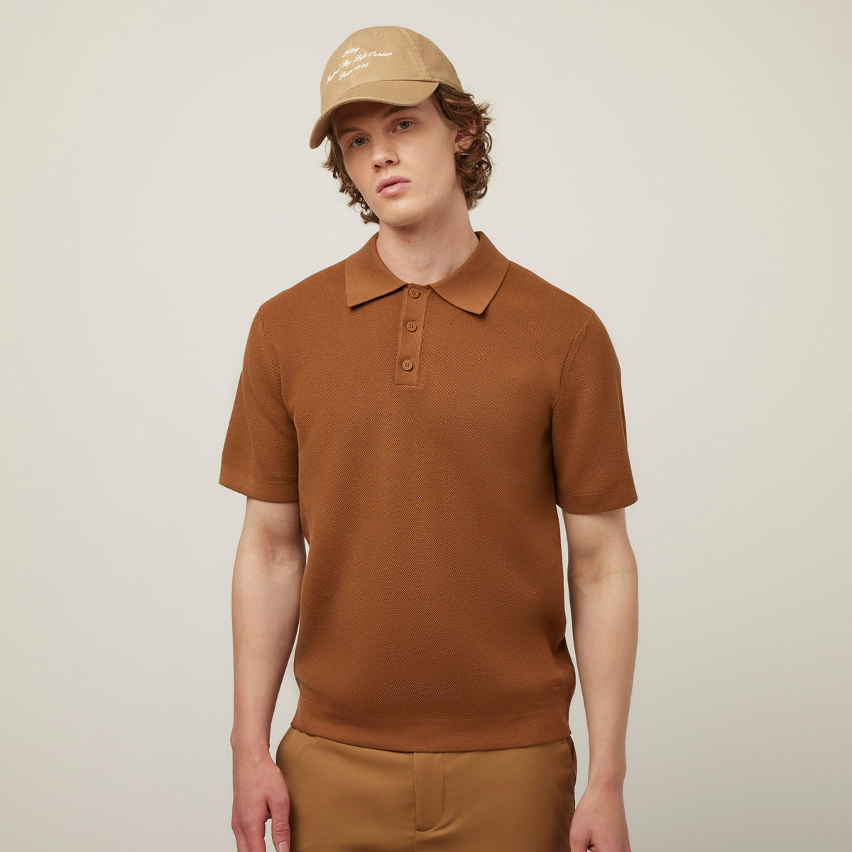 Textured Polo Sweater