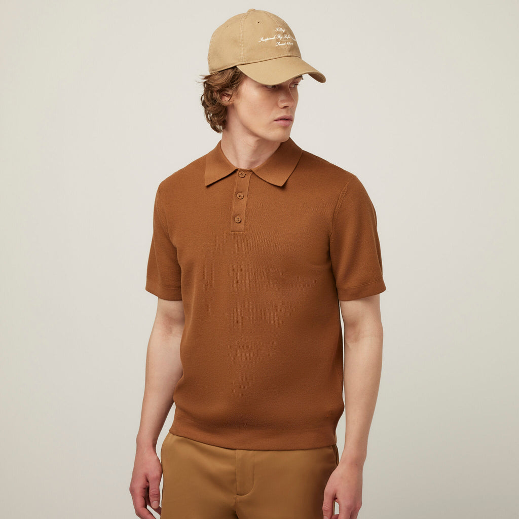 Textured Polo Sweater