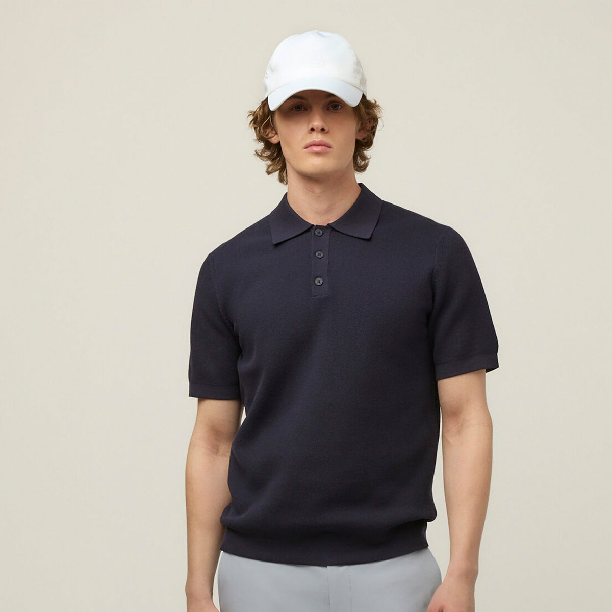 Textured Polo Sweater