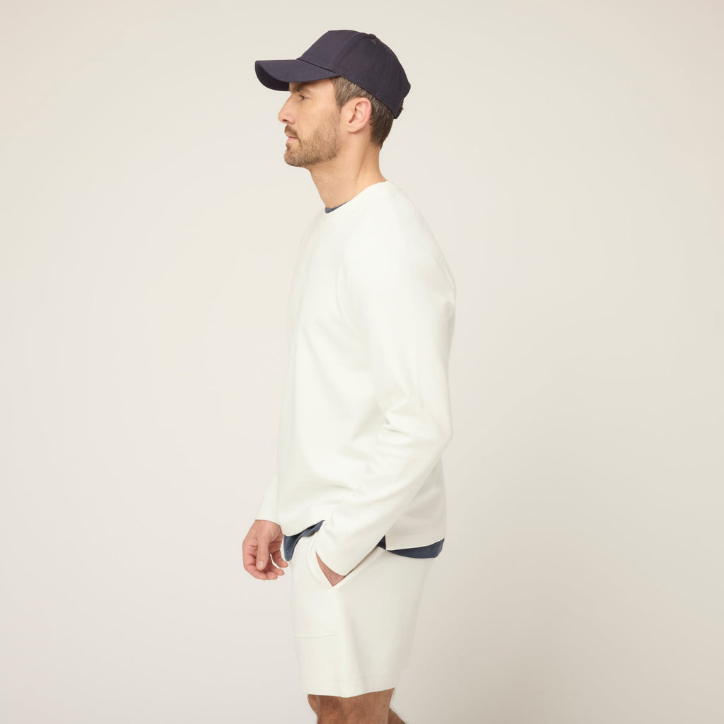 Cotton Tencel Air Pique Long Sleeve Crew