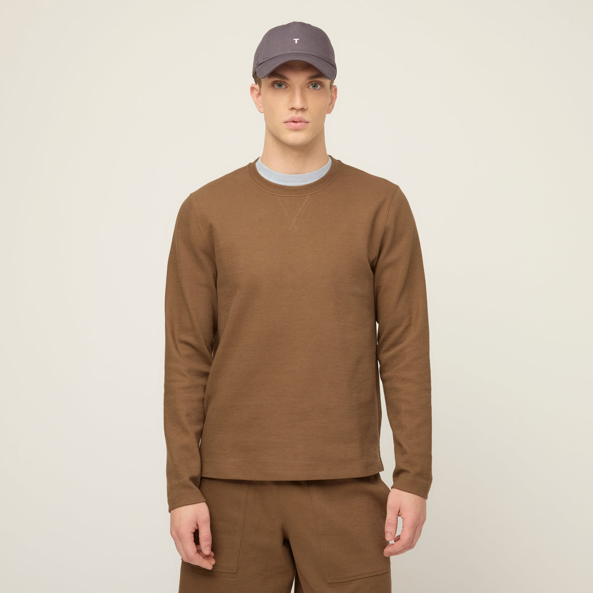 Cotton Tencel Air Pique Long Sleeve Crew