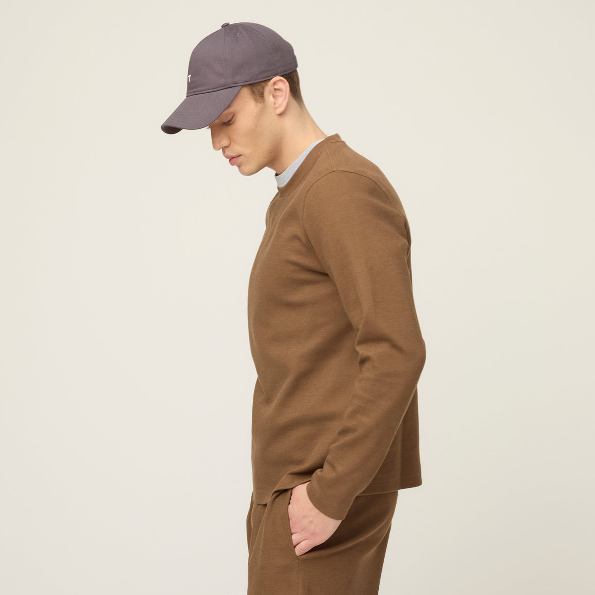 Cotton Tencel Air Pique Long Sleeve Crew