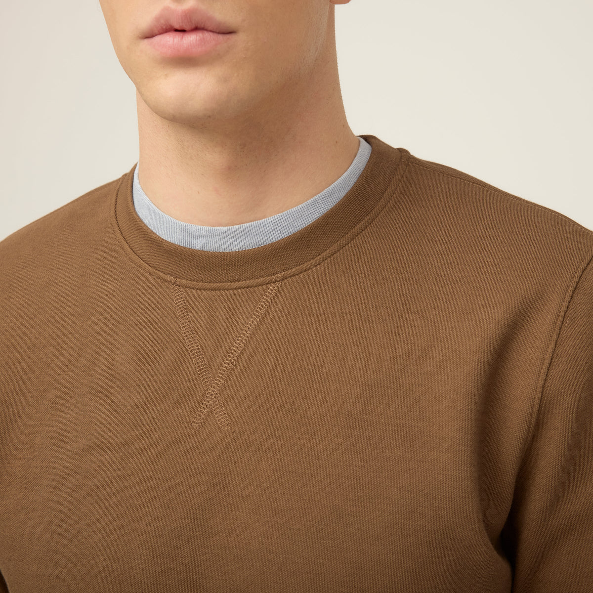 Cotton Tencel Air Pique Long Sleeve Crew