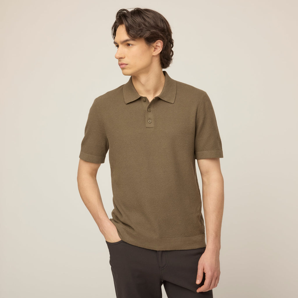 Cotton Linen Polo Sweater
