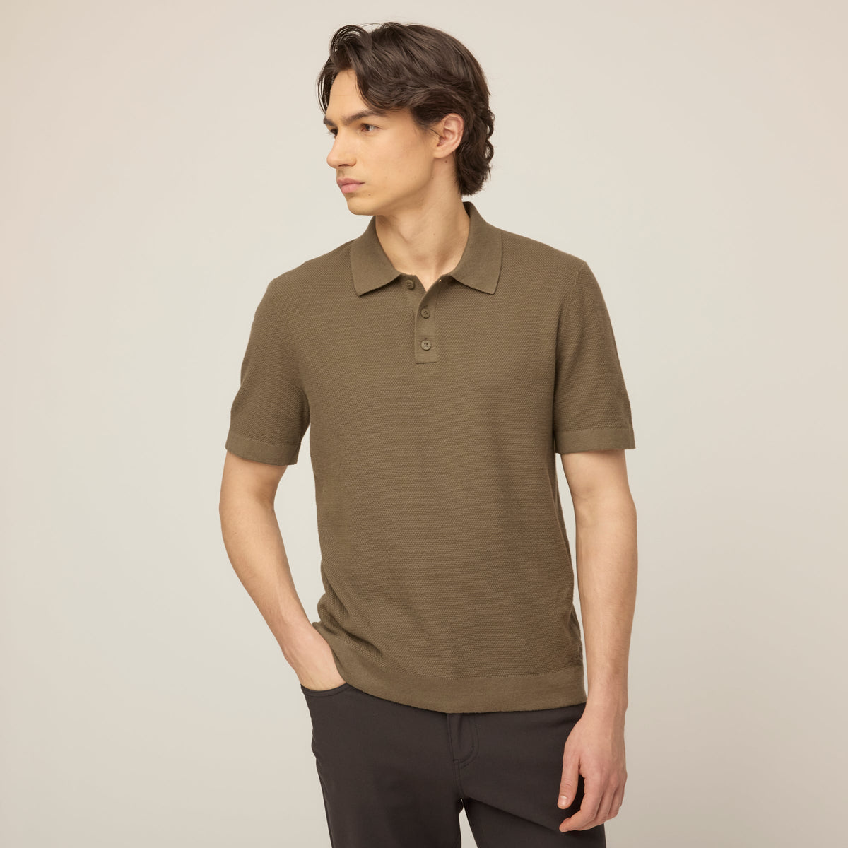 Cotton Linen Polo Sweater