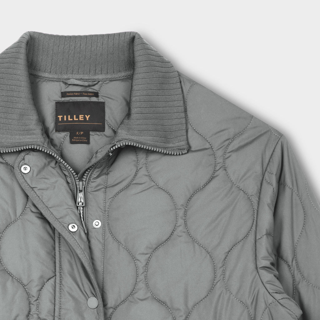 Rib Collar Quilted Coat