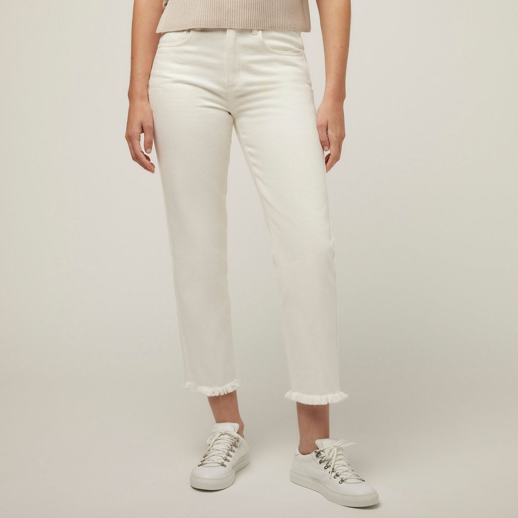 Fringe Hem Straight Leg Pant