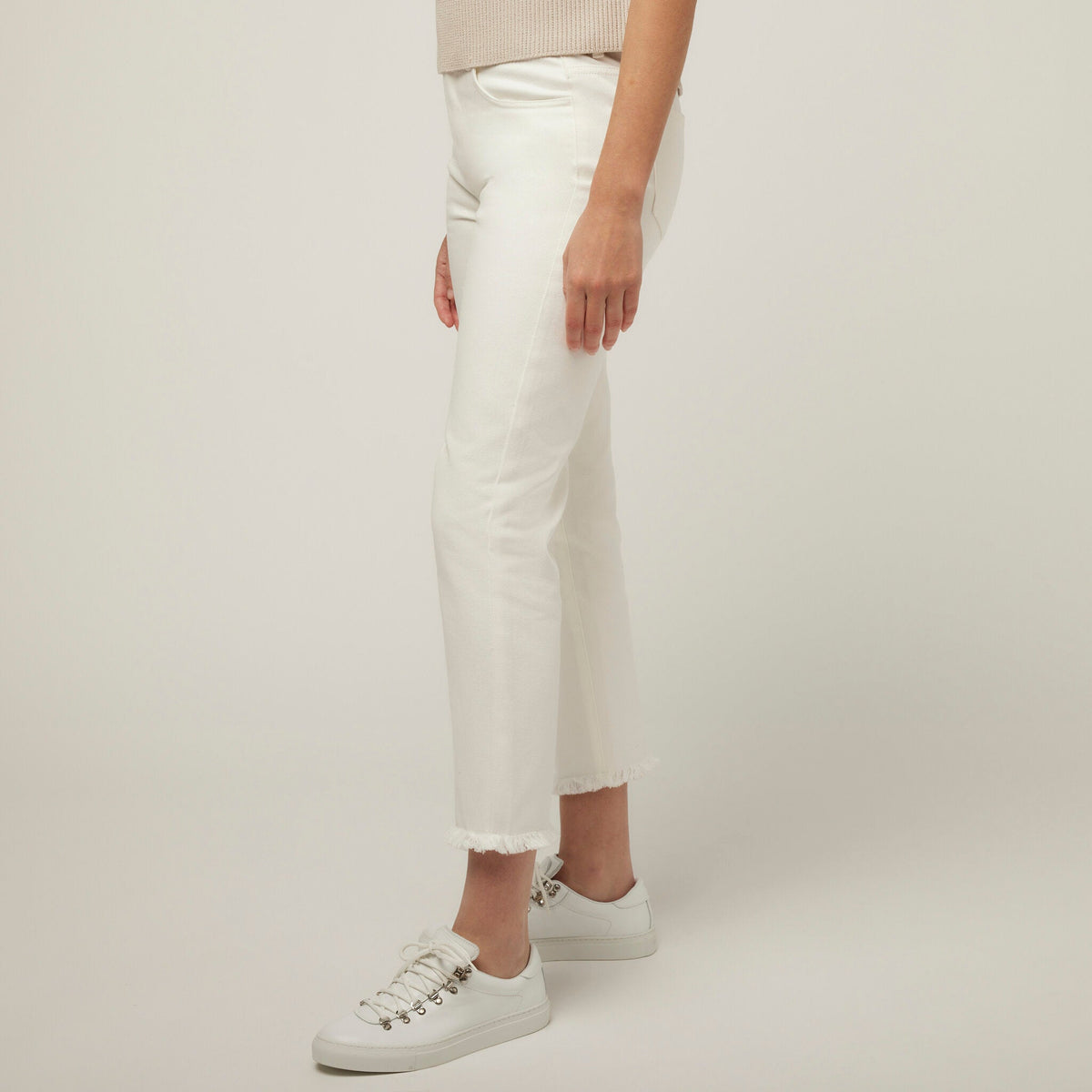 Fringe Hem Straight Leg Pant