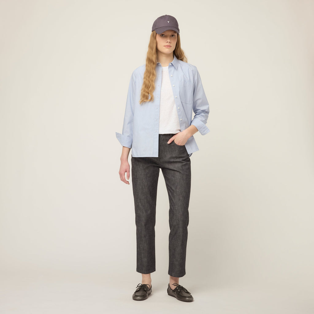Denim Straight Leg Ankle Pant