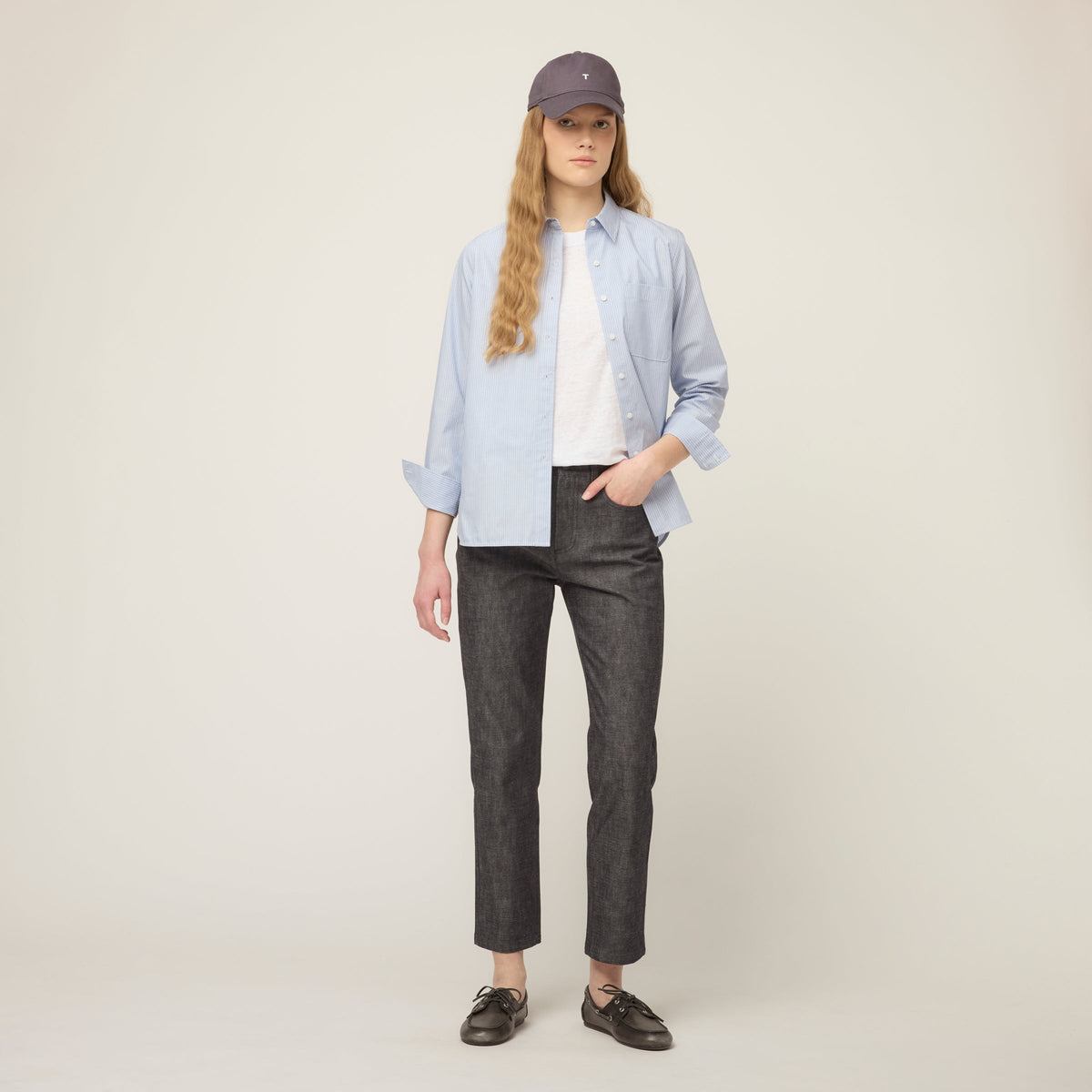 Denim Straight Leg Ankle Pant