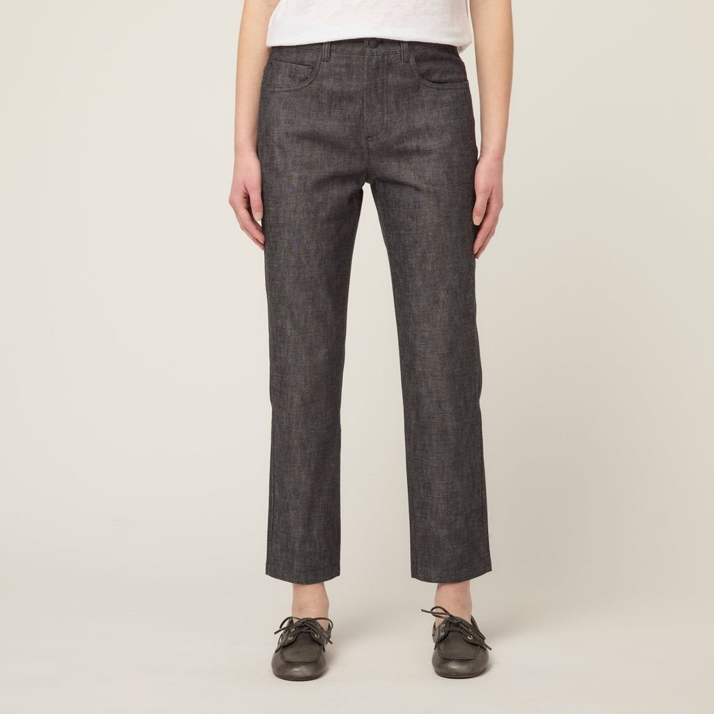 Denim Straight Leg Ankle Pant