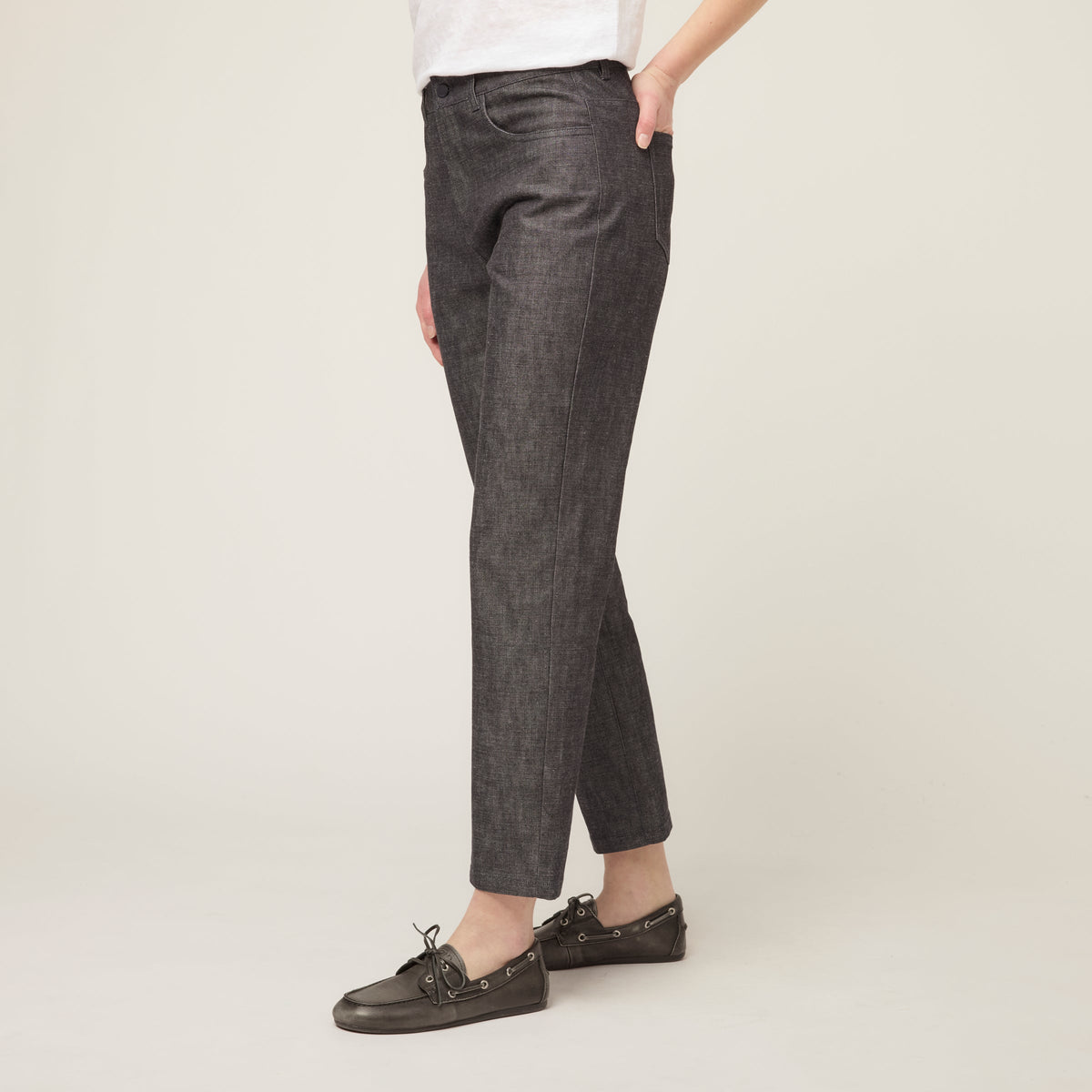 Denim Straight Leg Ankle Pant