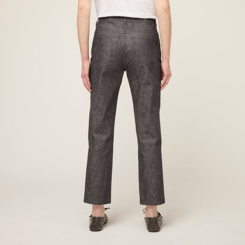 Denim Straight Leg Ankle Pant