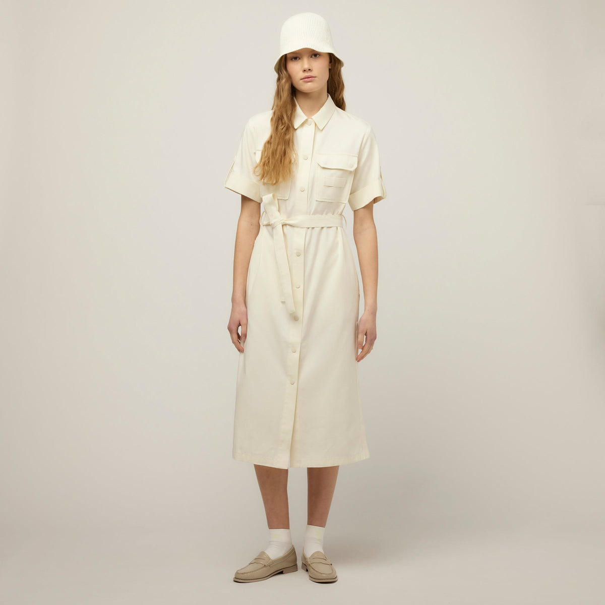 Tencel Cotton Safari Midi Dress