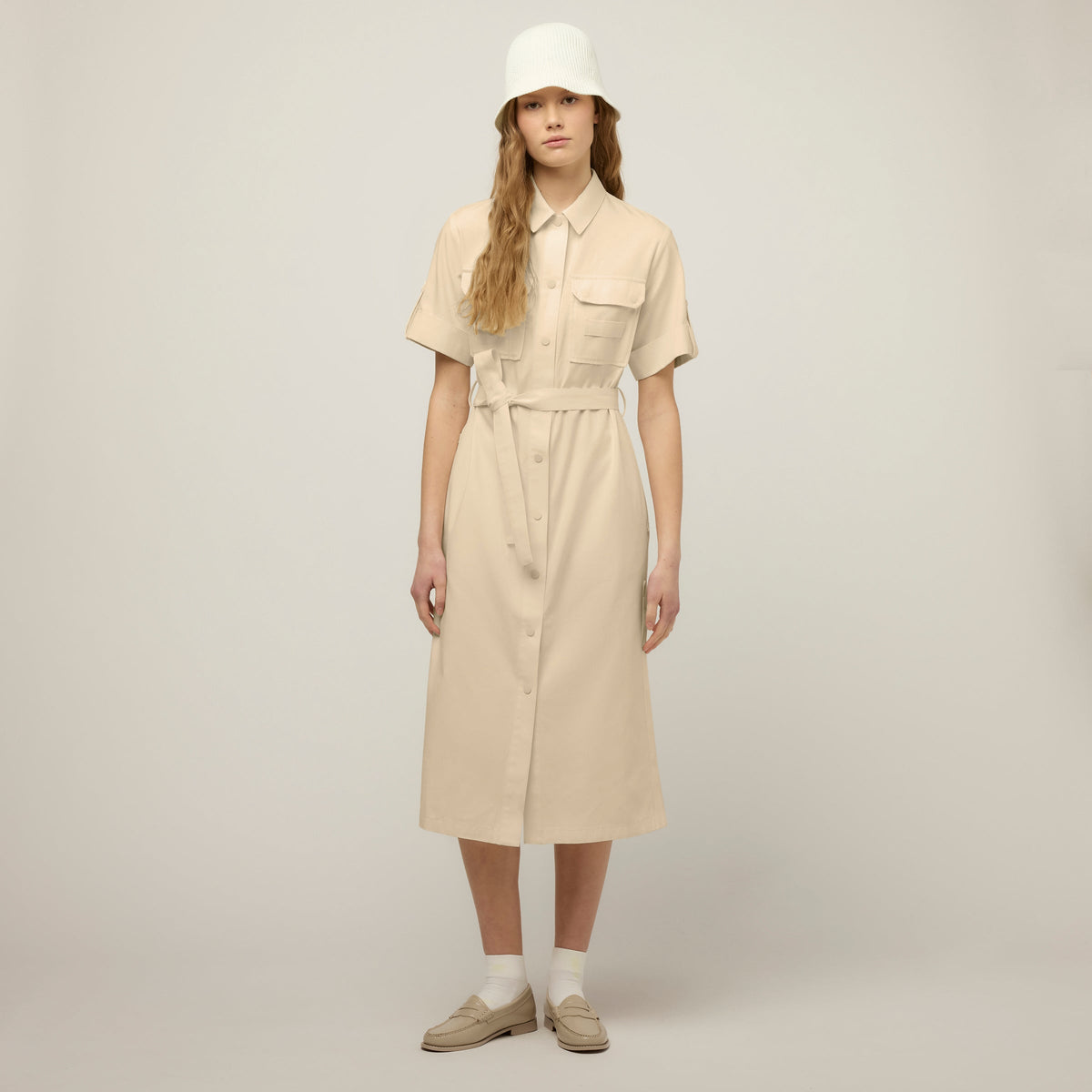 Tencel Cotton Safari Midi Dress