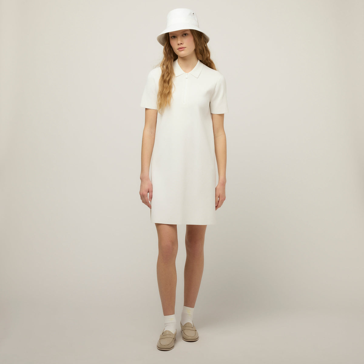 Short Sleeve Zip Polo Dress