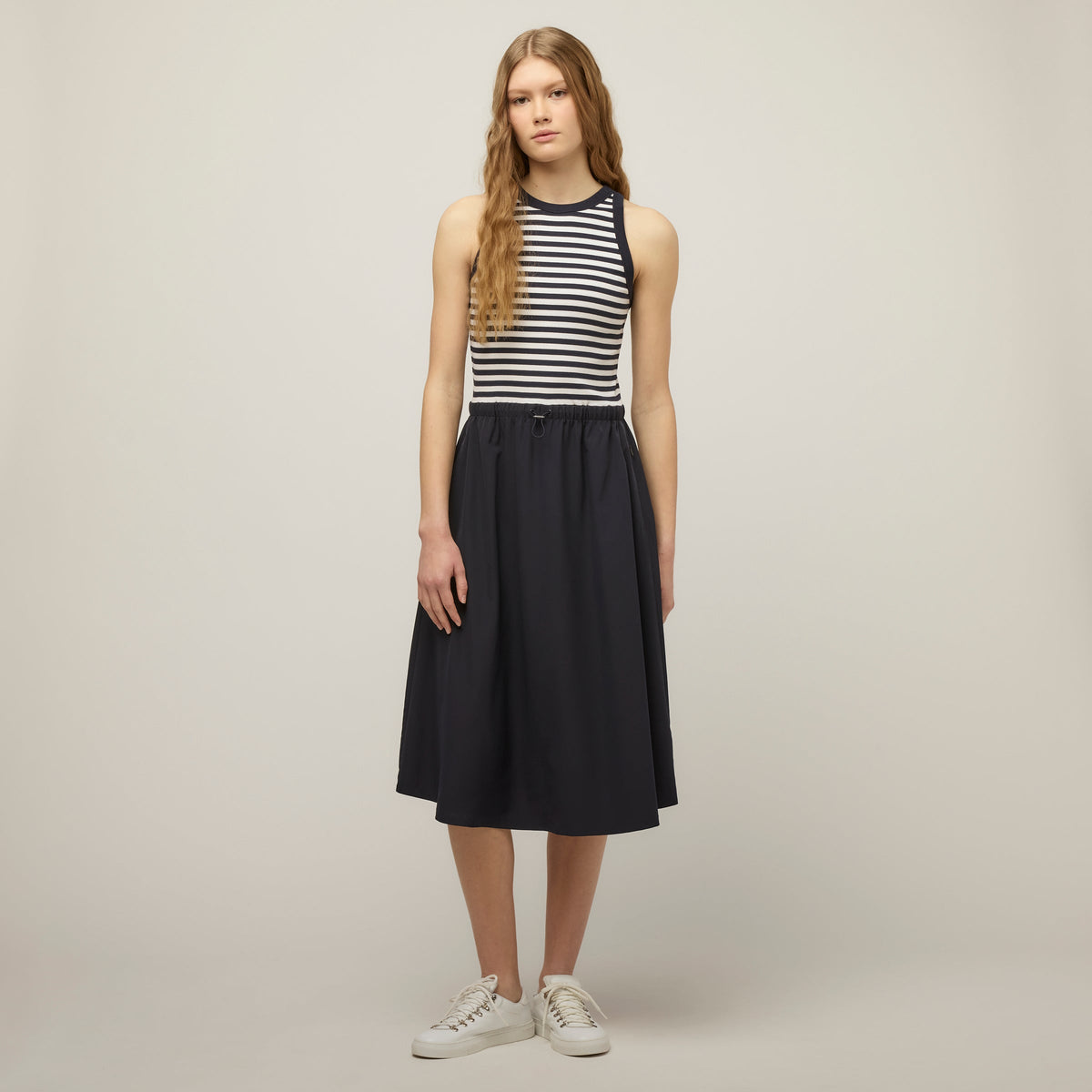Rib Tech Slk Midi Dress