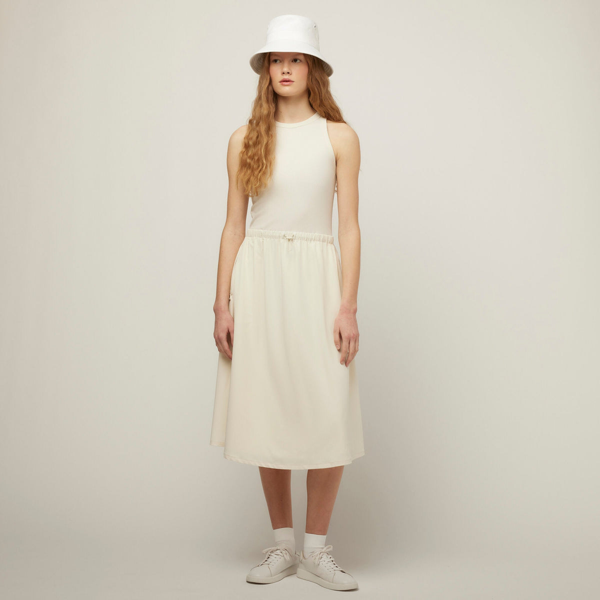 Rib Tech Slk Midi Dress