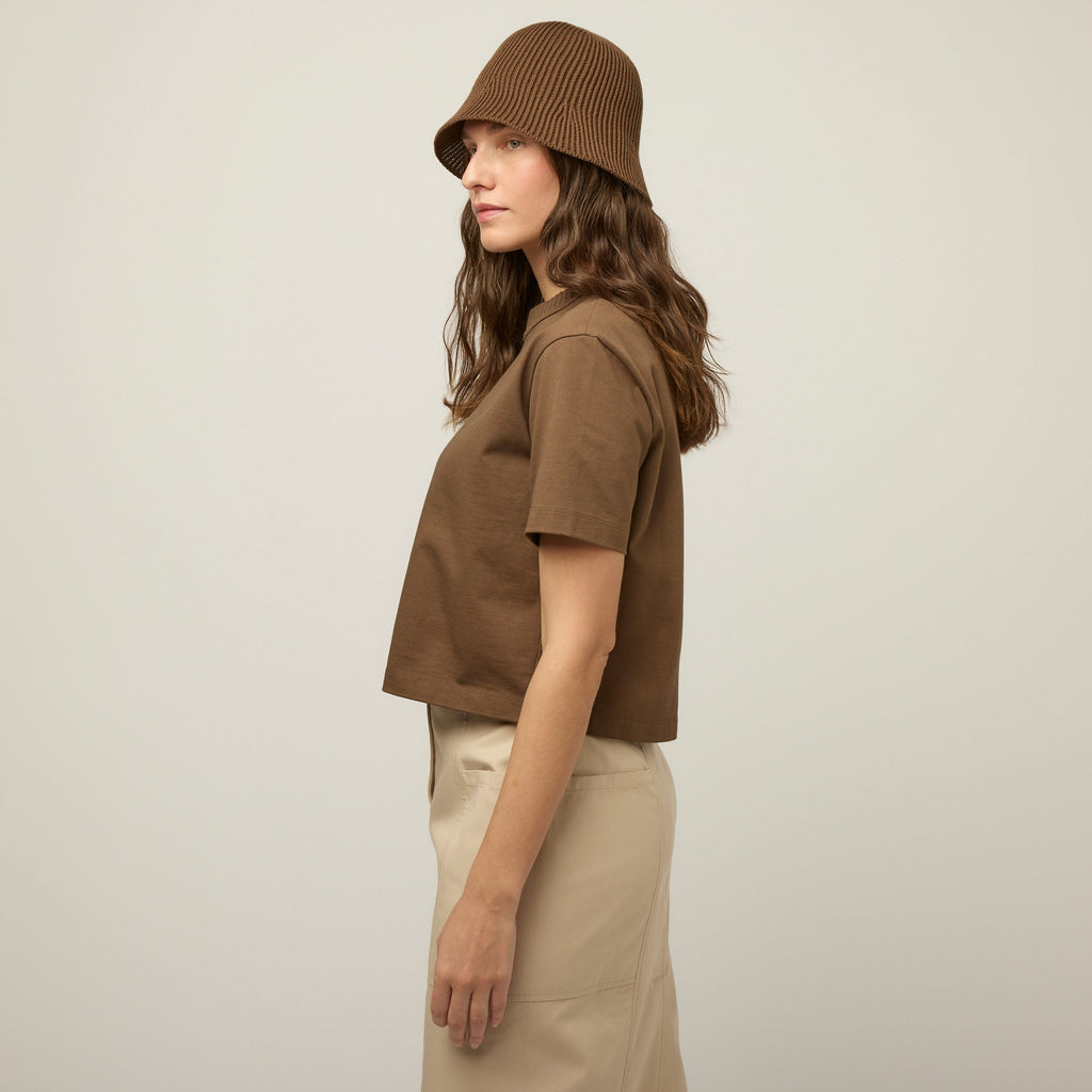 Rib Neckline Cropped Tee