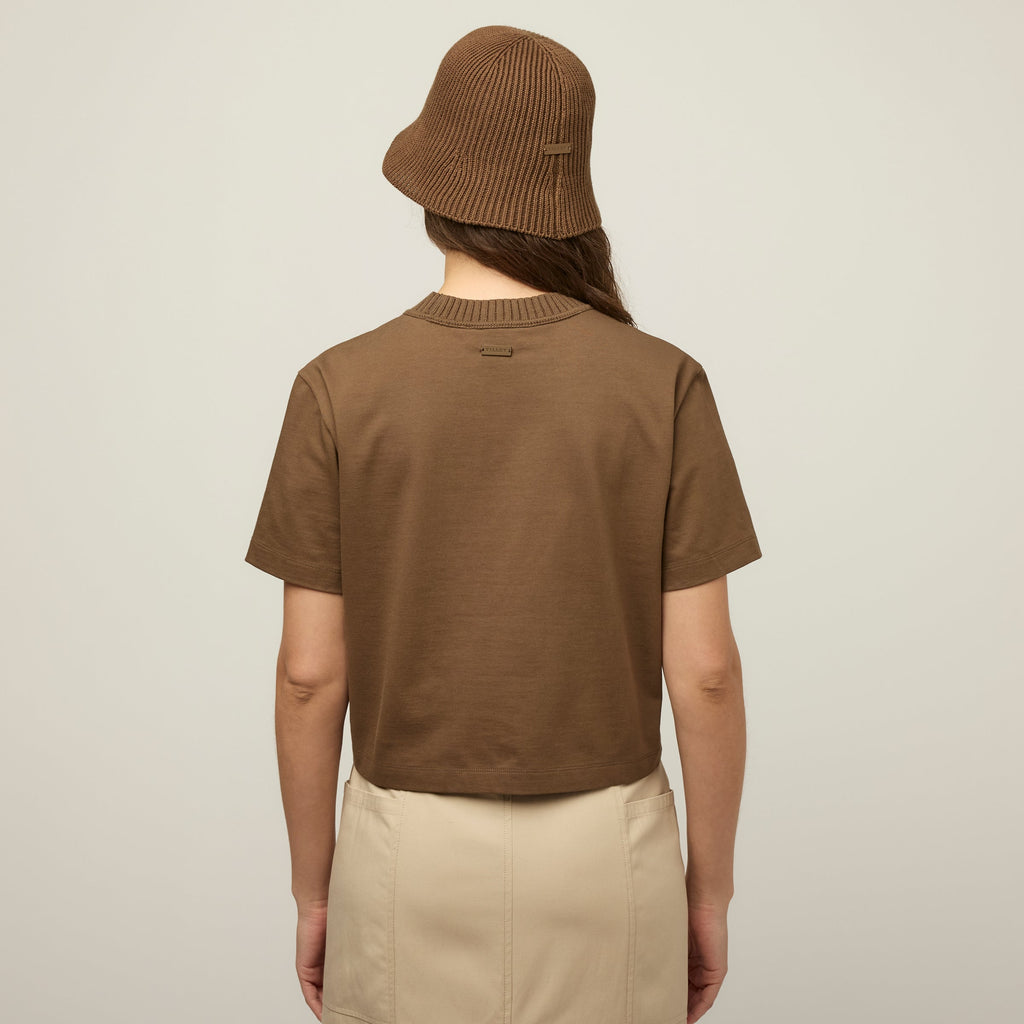 Rib Neckline Cropped Tee