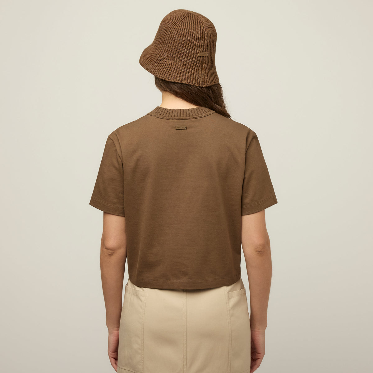 Rib Neckline Cropped Tee