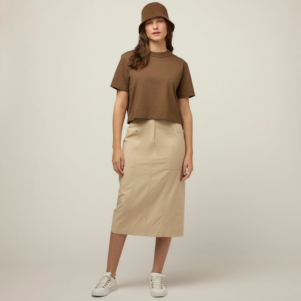 Rib Neckline Cropped Tee
