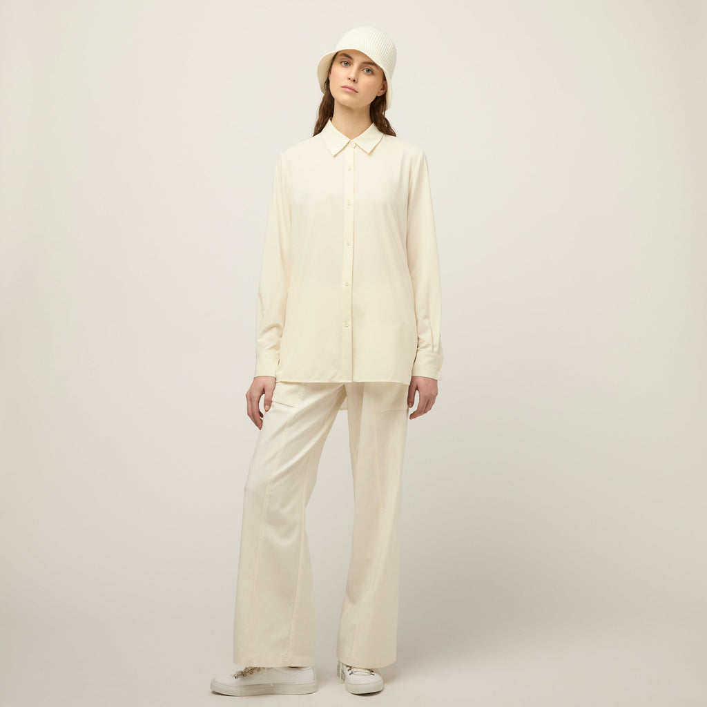 Tech Slk Long Sleeve Button Top