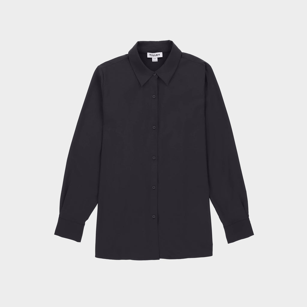 Tech Slk Long Sleeve Button Top