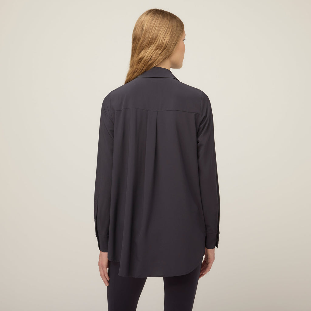 Tech Slk Long Sleeve Button Top