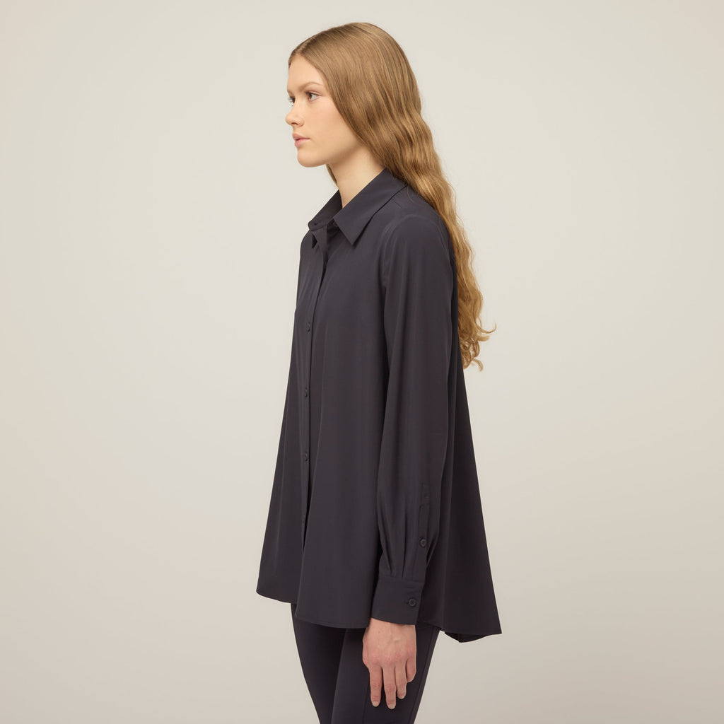 Tech Slk Long Sleeve Button Top