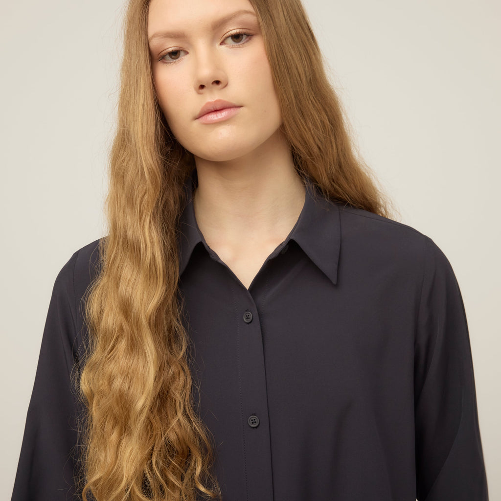 Tech Slk Long Sleeve Button Top