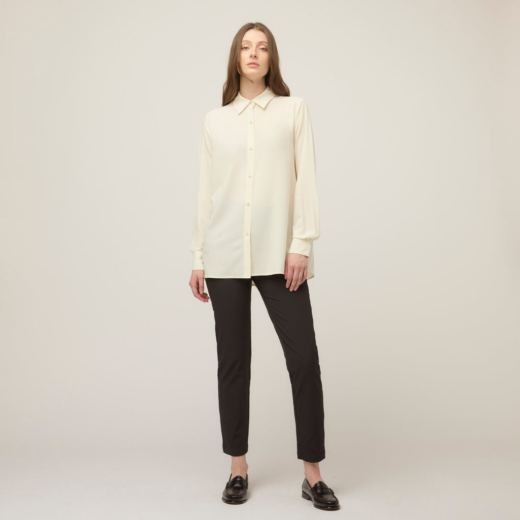 Tech Slk Long Sleeve Button Top