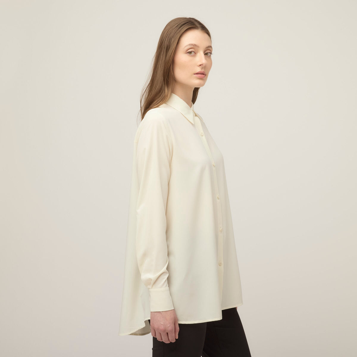 Tech Slk Long Sleeve Button Top