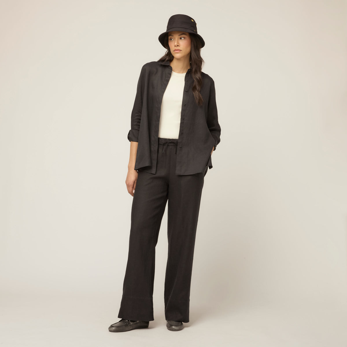 Linen Pull On Straight Pant