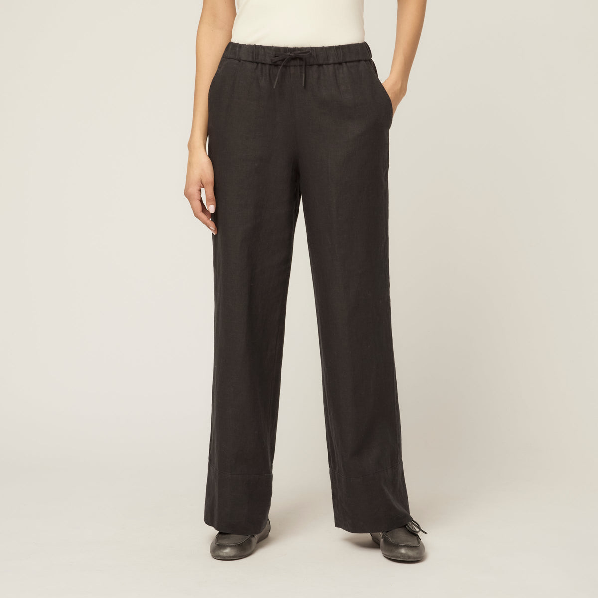 Linen Pull On Straight Pant
