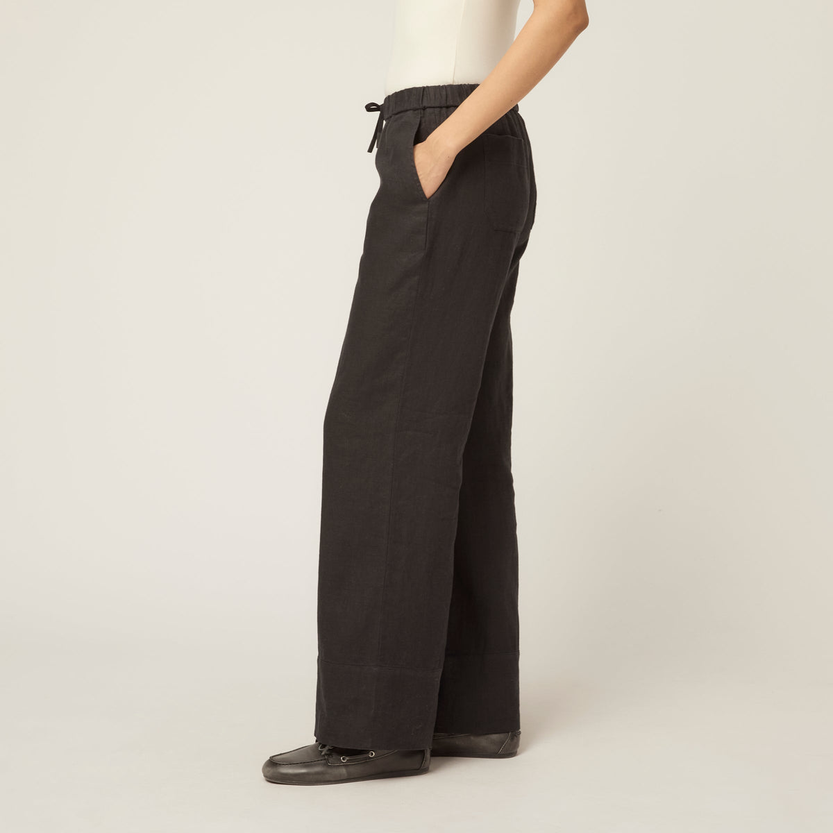 Linen Pull On Straight Pant