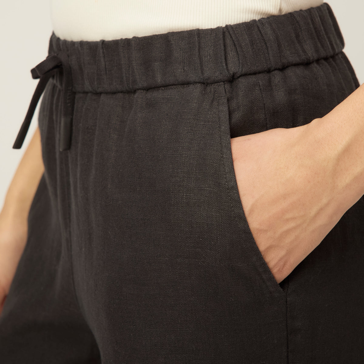 Linen Pull On Straight Pant
