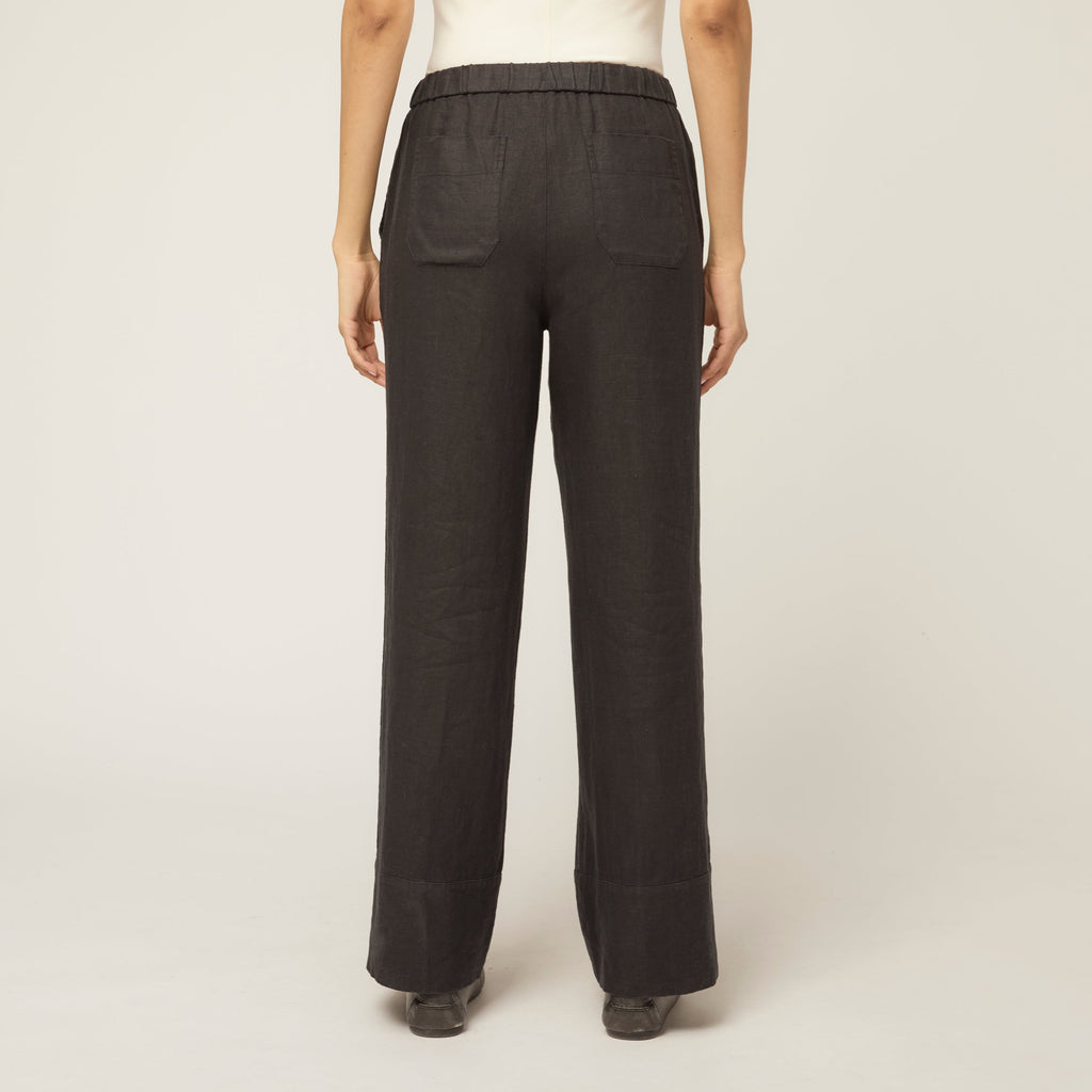 Linen Pull On Straight Pant